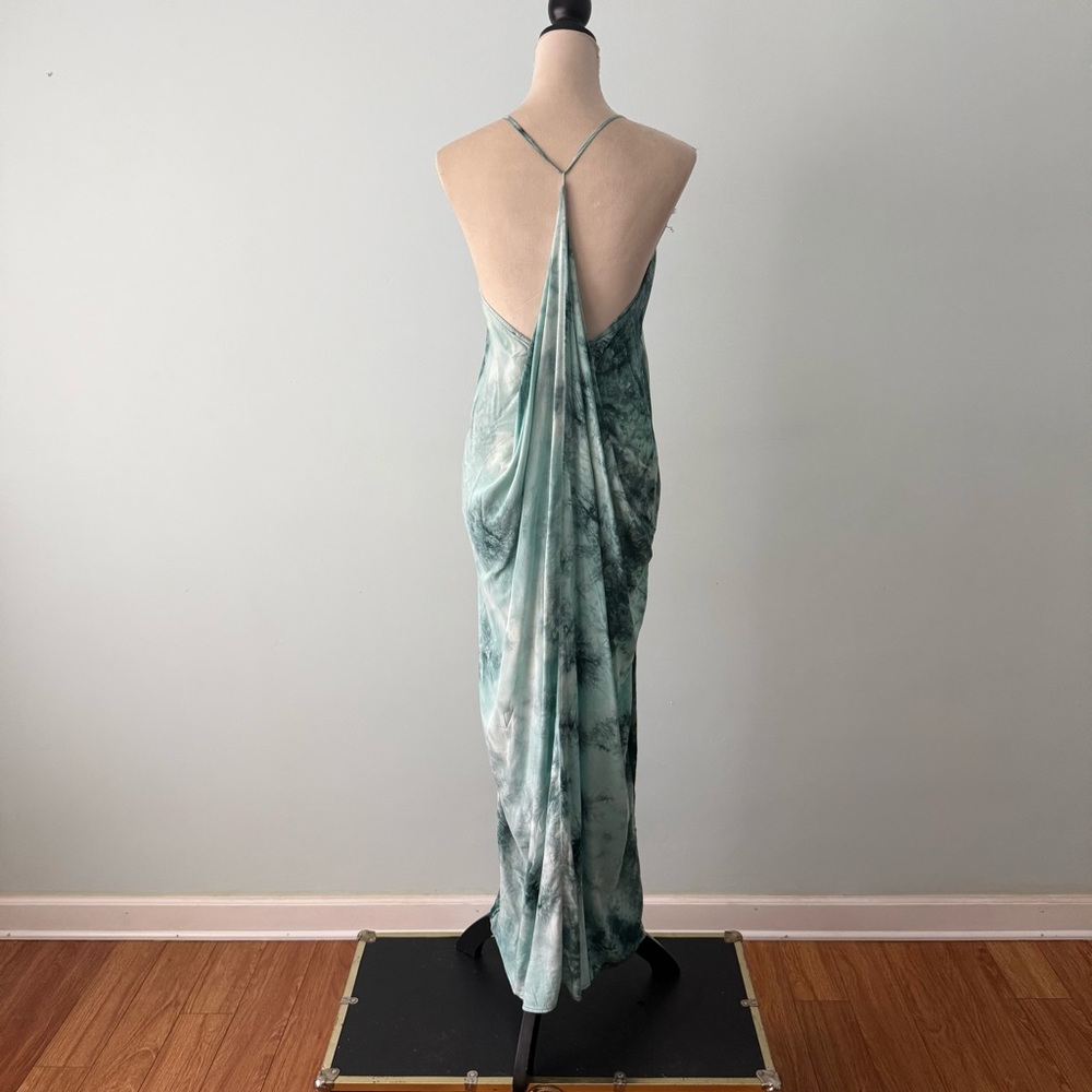 💙🌊 Love Stitch Tie Dye Open Back Maxi Dress M Draped Coastal Boho - Picture 7 of 13
